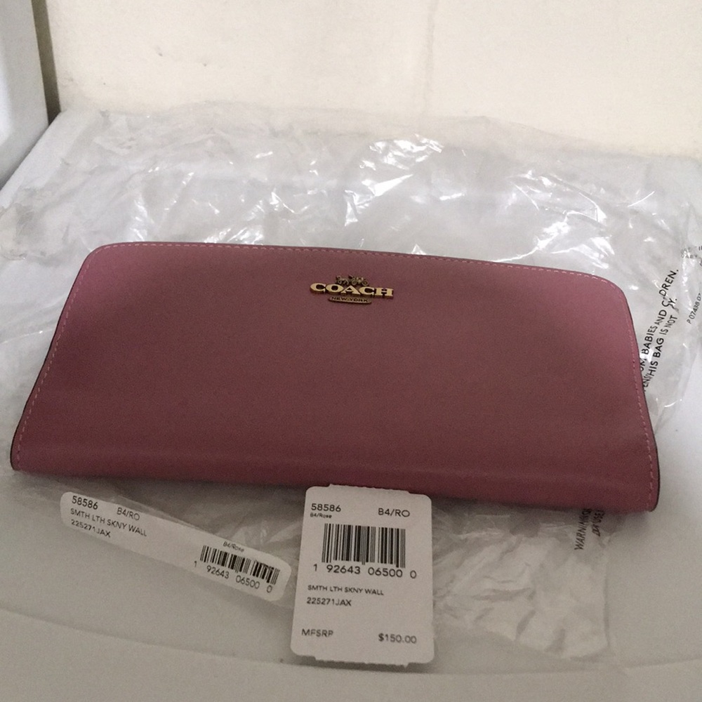 Coach Rose leather skinny wallet